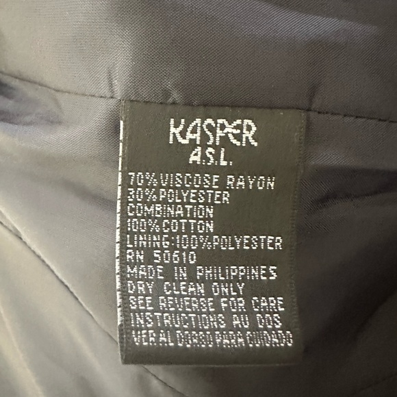 Kasper A.S.L. Navy Blue Suit Jacket Blazer with Velvet Details Size 6 - Picture 7 of 9